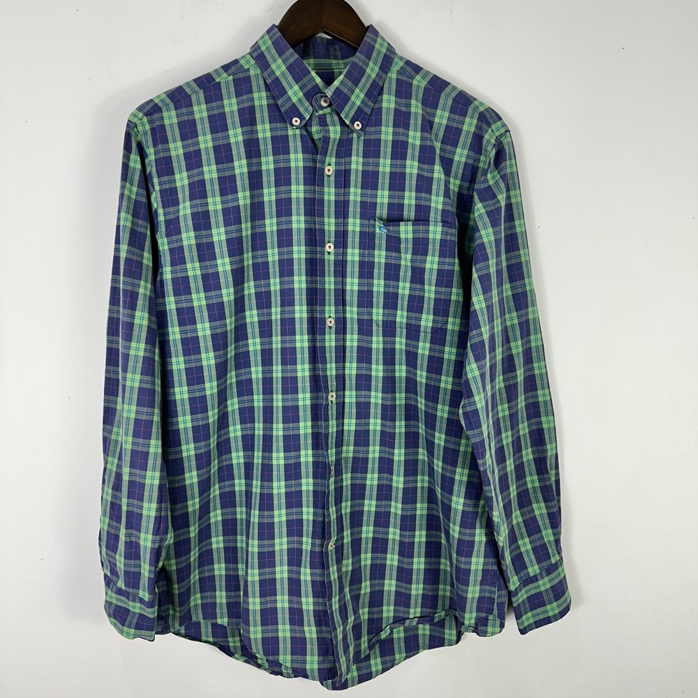 Southern Tide Button Down Shirt Mens Medium Blue Plaid Long Sleeve Cotton Preppy